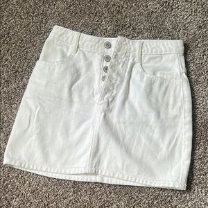 White Button-Up Denim Skirt